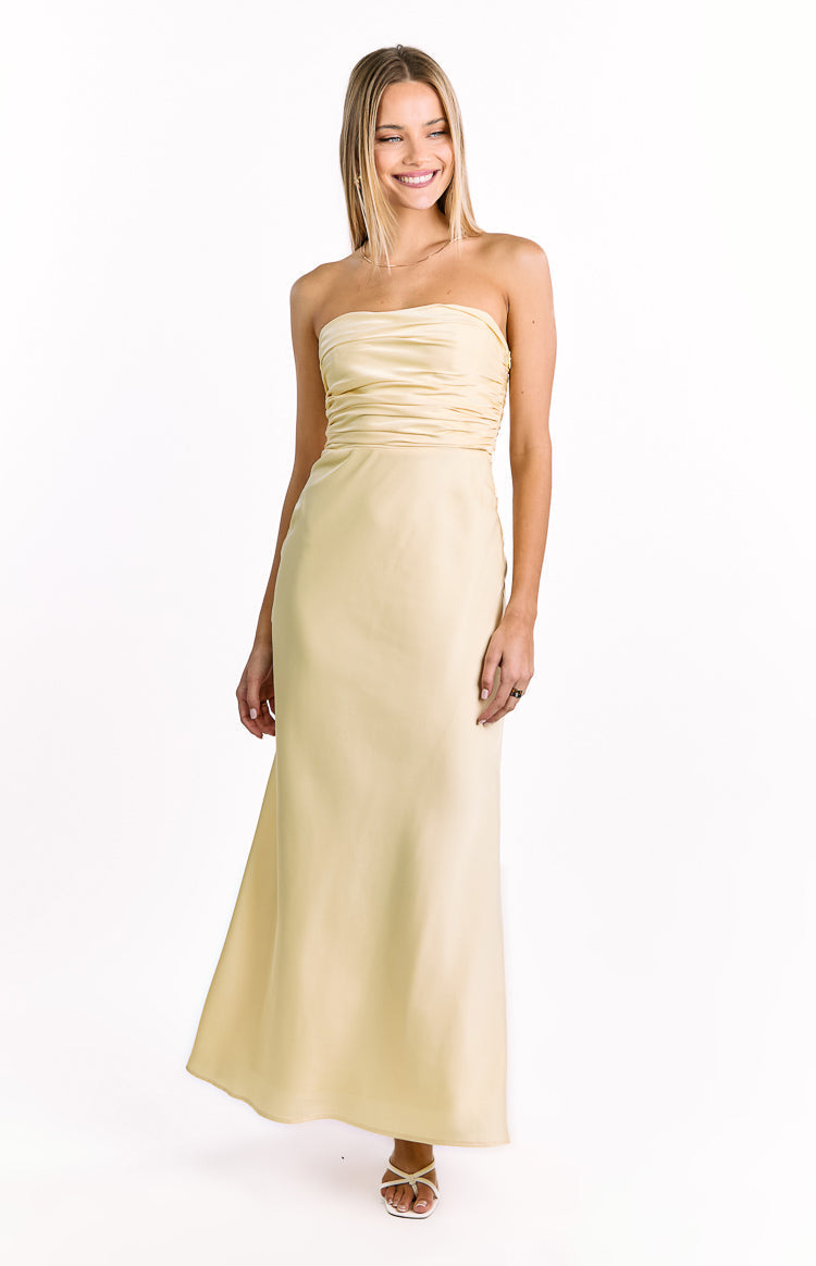 Alexia Yellow Strapless Maxi Dress
