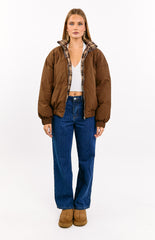 All I Wanted Brown Plaid Puffer Jacket