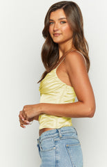 Amrita Yellow Satin Crop Top