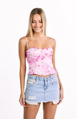 Angela Pink Floral Print Top