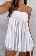 Angia White Strapless Top