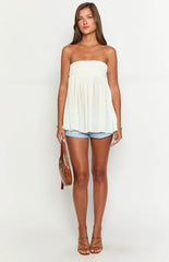 Angia White Strapless Top