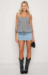 Aspen Black Gingham Halter Top