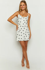 Aura Cowl Neck Polka Dot Mini Dress