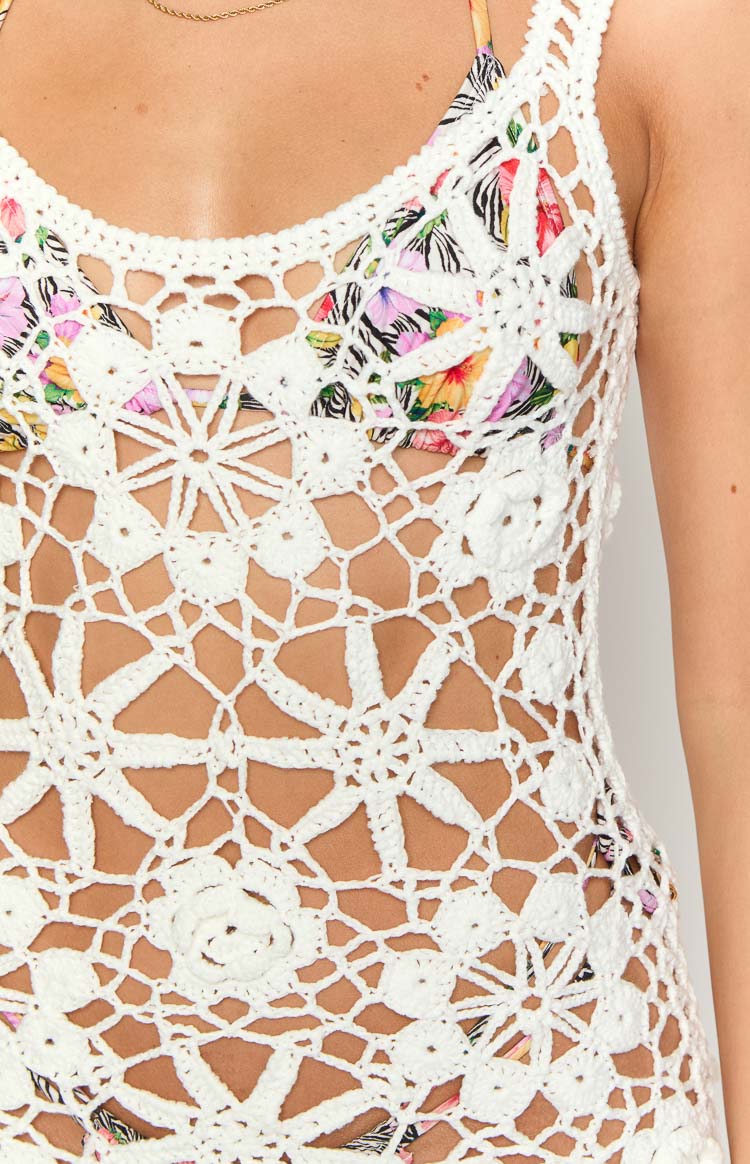 Bayley White Garden Crochet Mini Dress
