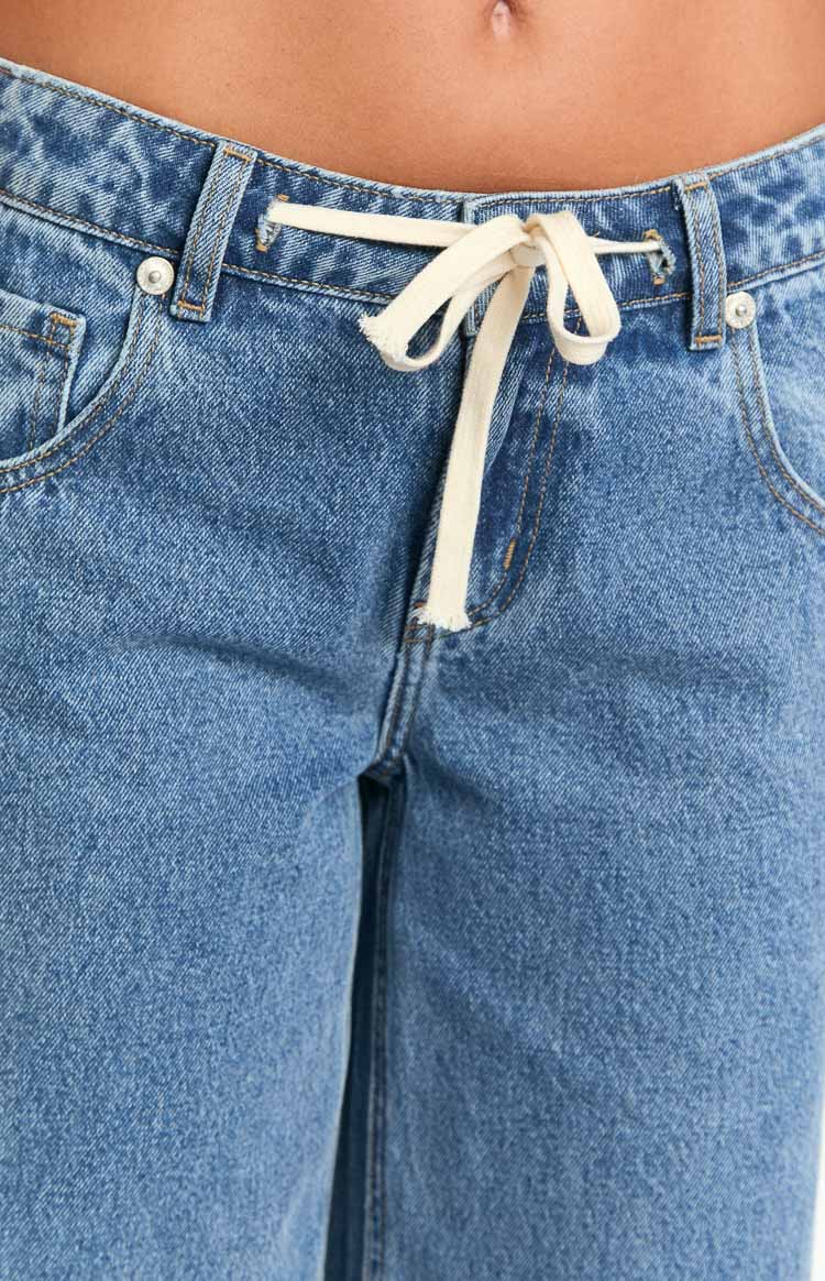 Beau Mid Wash Tie Waist Denim Jeans