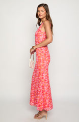 Beck Orange Floral Print Maxi Dress