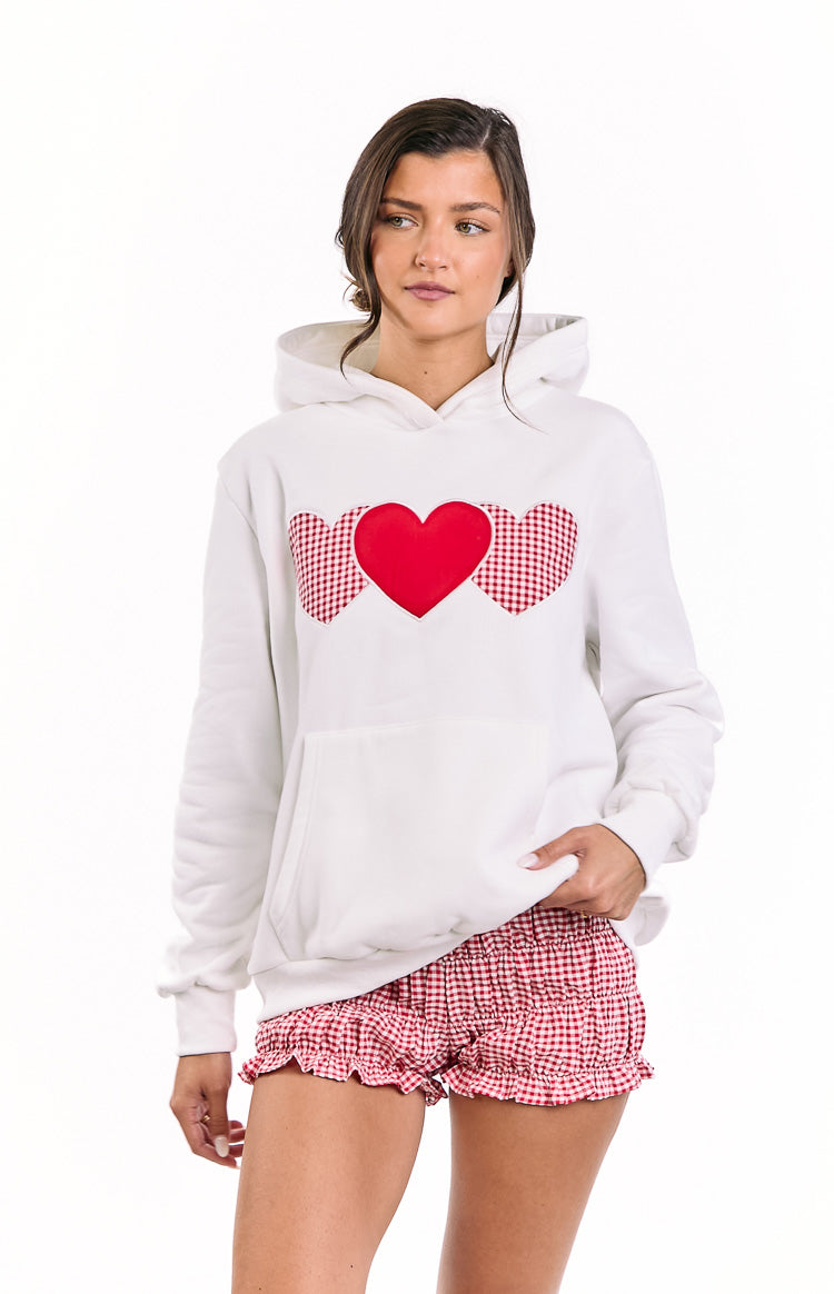 Beginning White And Red Heart Hoodie