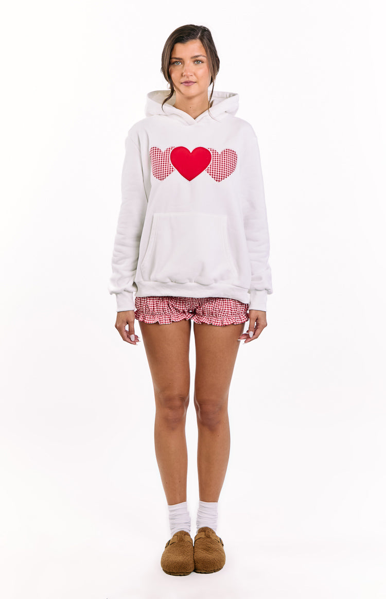 Beginning White And Red Heart Hoodie