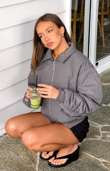 Benson Grey Puff Bomber Jacket