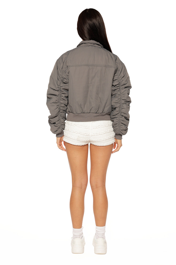 Benson Grey Puff Bomber Jacket