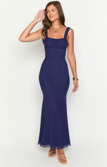 Beverley Navy Mesh Maxi Dress