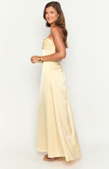 Blaise Yellow Satin Maxi Dress