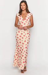 Cali Red Floral Maxi Dress