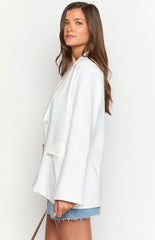 Cassy White Linen Blend Blazer