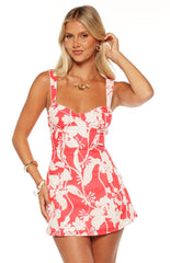 Chapman Red Floral Tie Back Mini Dress