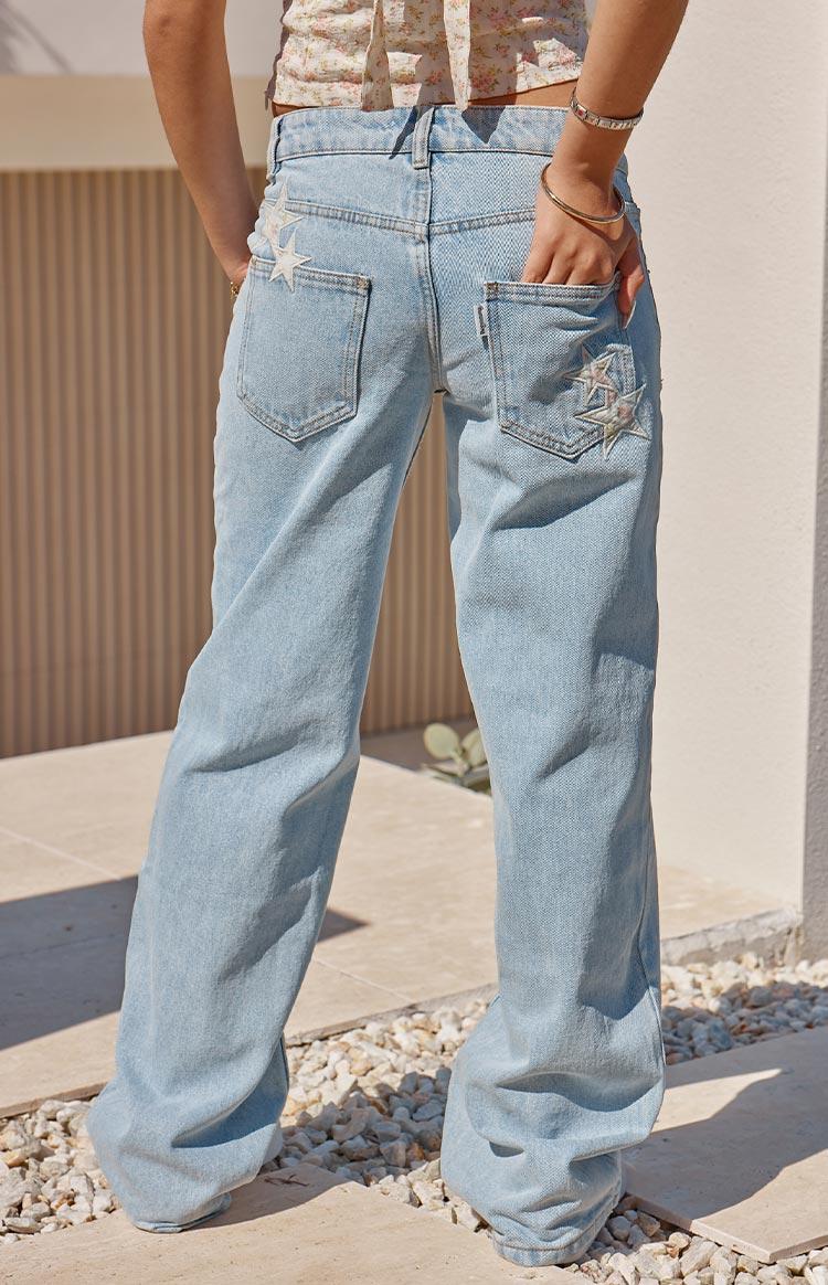 Charli Light Wash Low Waist Baggy Leg Jeans