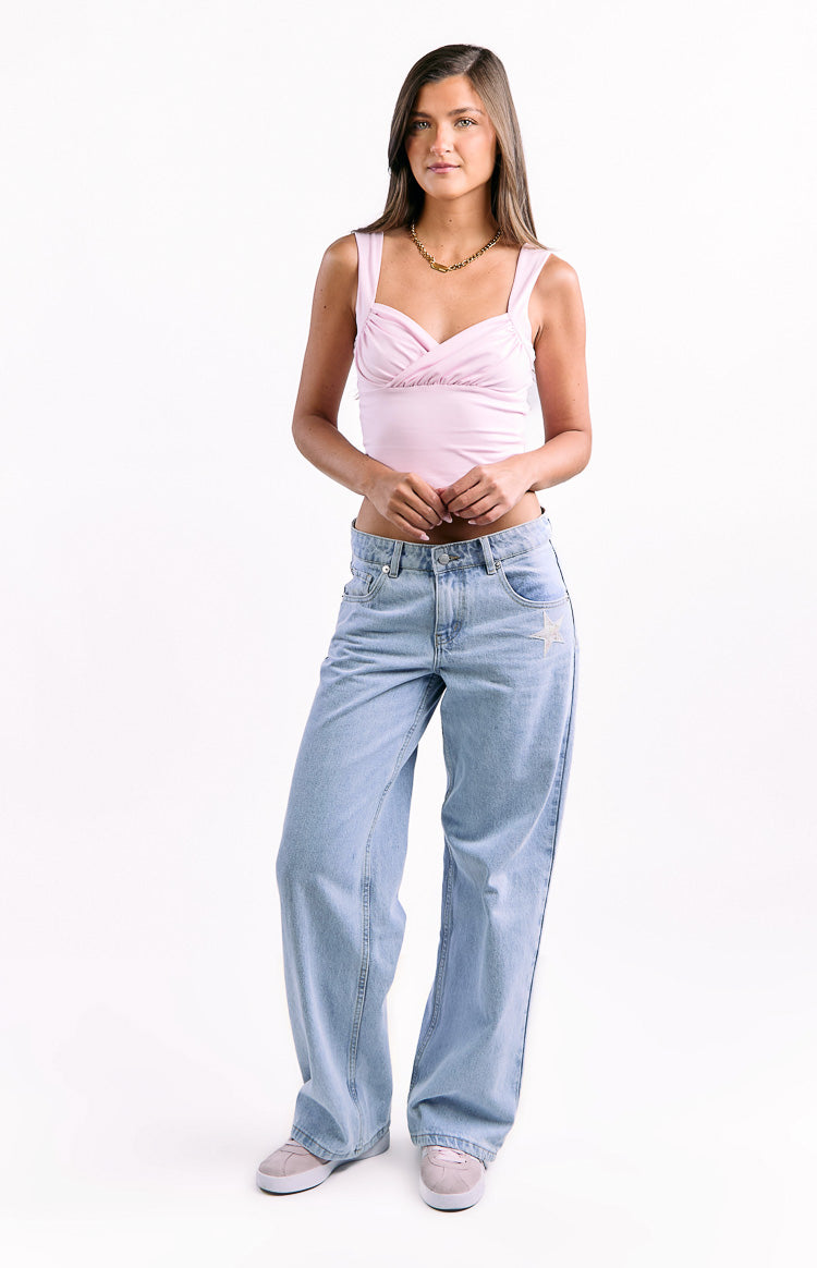 Charli Light Wash Low Waist Baggy Leg Jeans