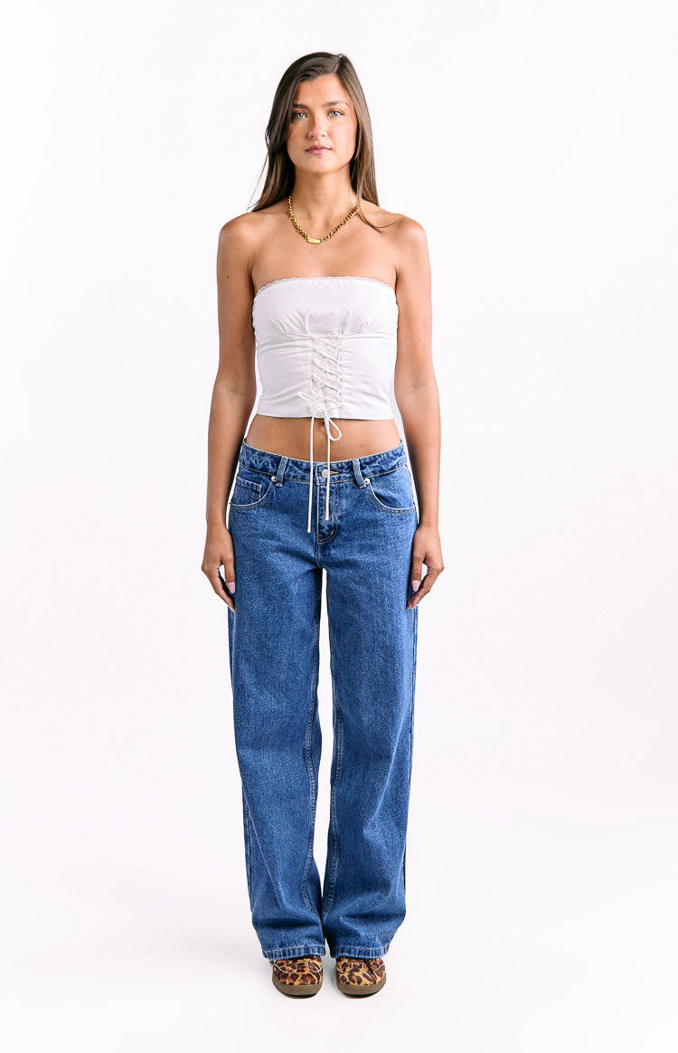 Charli Mid Wash Low Waist Baggy Leg Jeans
