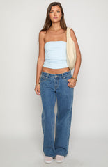 Clara Star Mid Wash Denim Low Rise Jeans