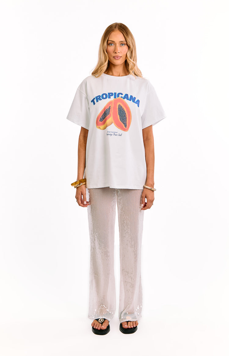 Cordelia White Sequin Wide Leg Pants