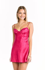 Noeline Pink Satin Mini Dress
