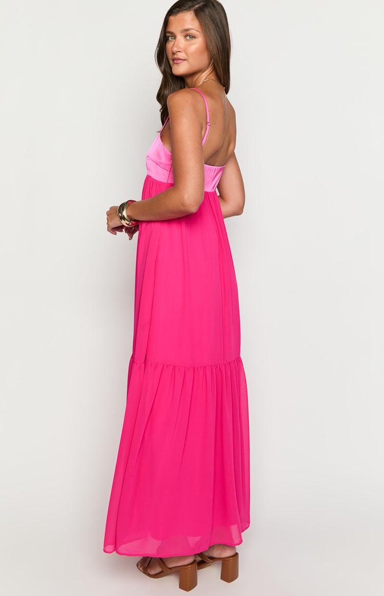 Dekota Hot Pink Contrast Maxi Dress