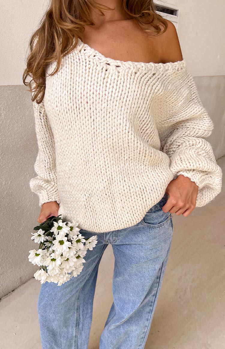 Delvey Cream Chunky Knit Sweater