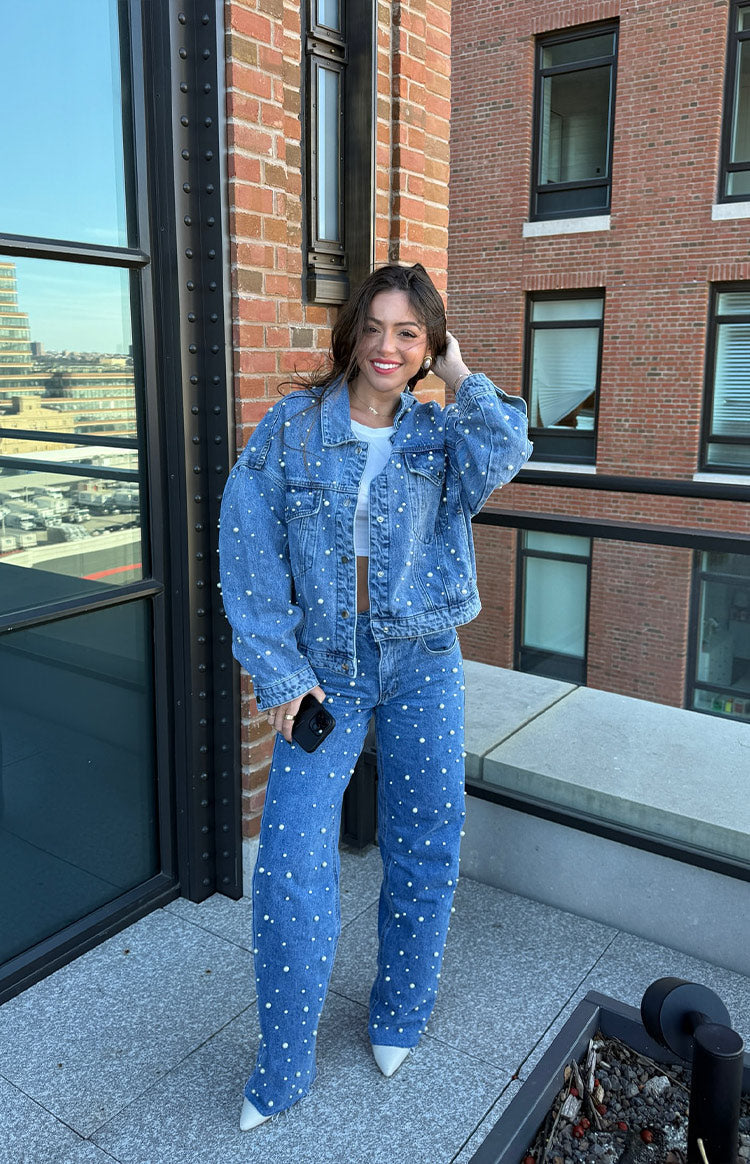Denim Dazzle Pearl Mid Wash Denim Jacket