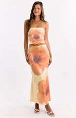 Denzel Yellow Floral Sequin Maxi Skirt