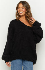 Delvey Black Chunky Knit Sweater