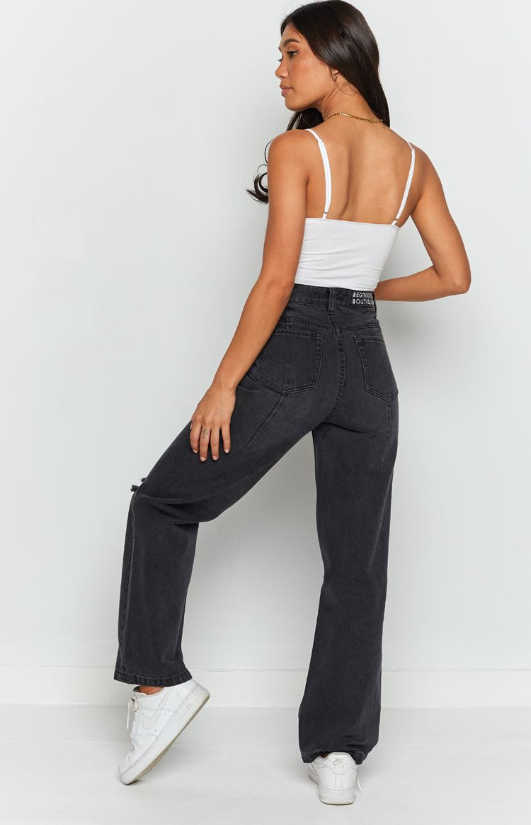 Robin Wide Leg Jeans Black Wash