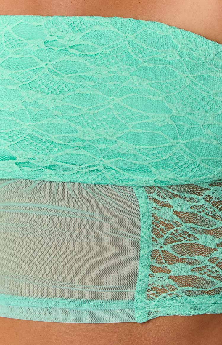 Stay Teal Strapless Lace Corset Top