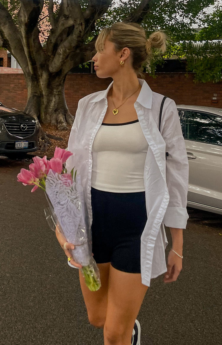 Ivaliah White Oversized Button Up Shirt