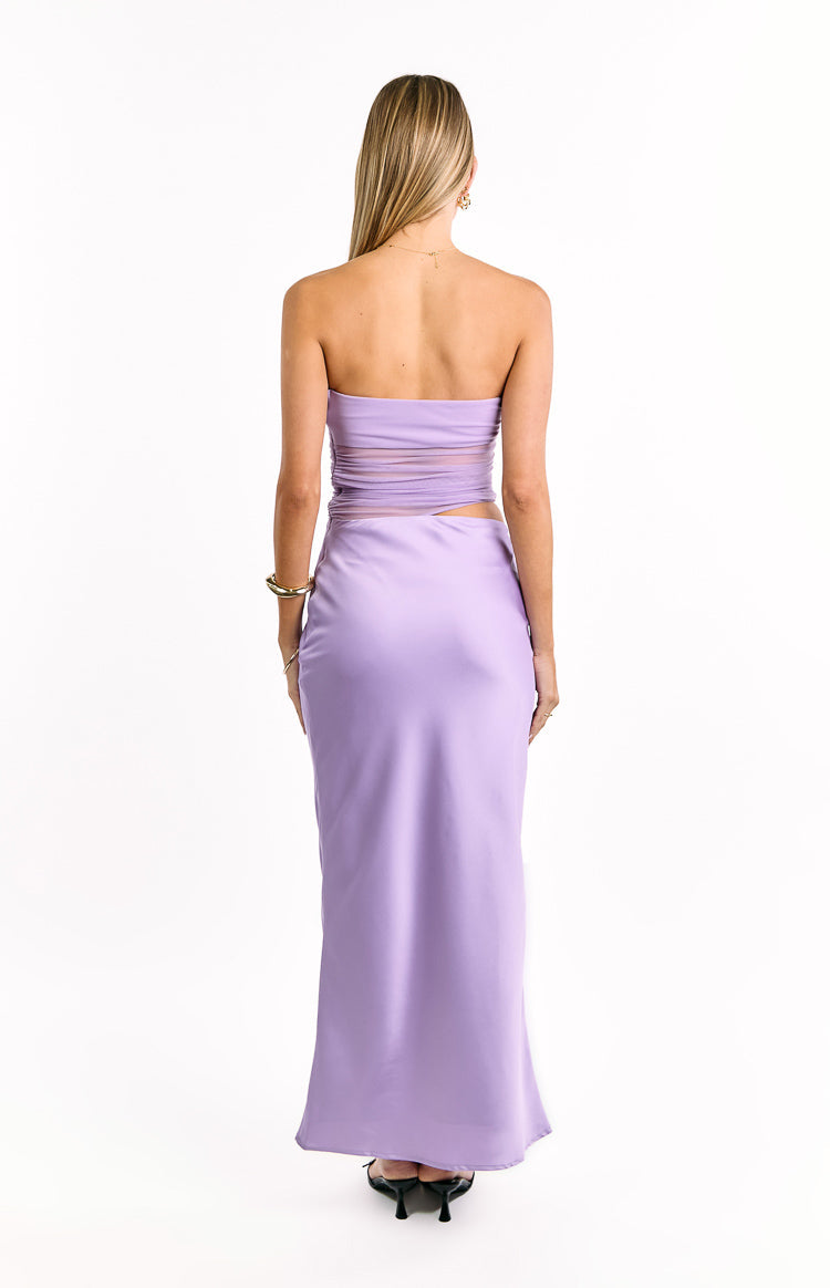 Elinor Lilac Satin Maxi Dress