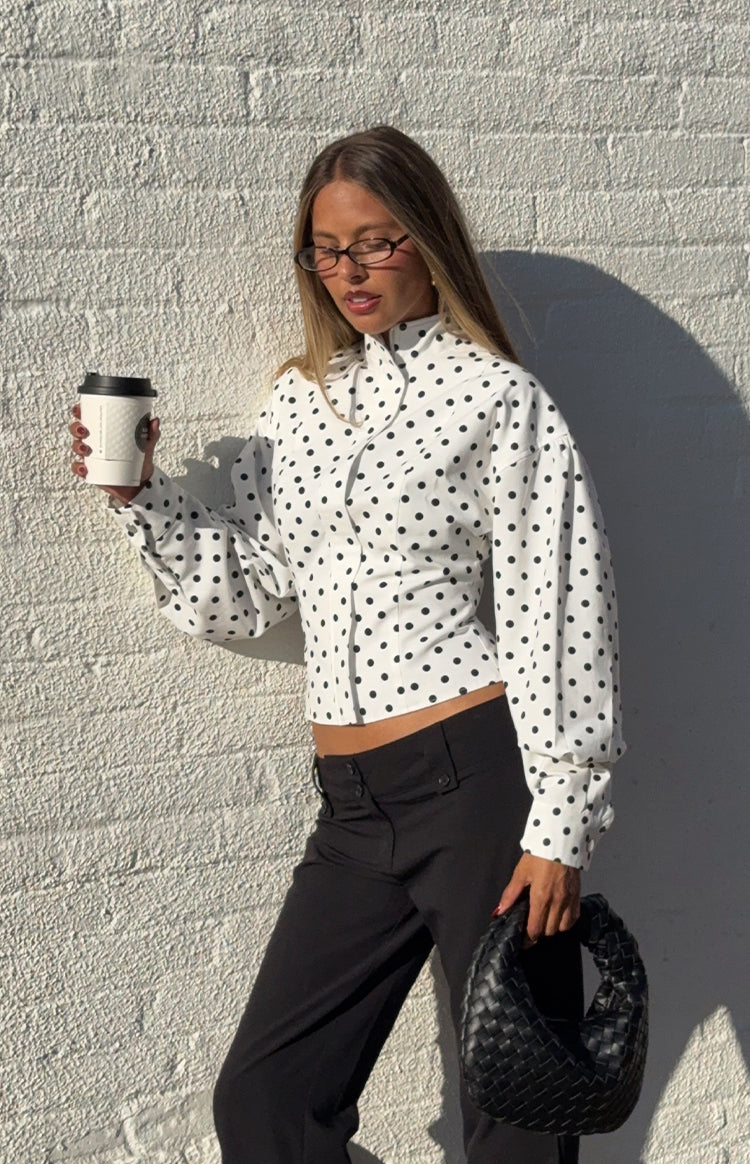 Front Page White Polka Dot Jacket