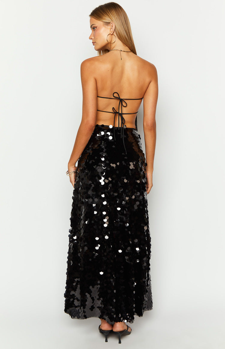 Genevieve Black Sequin Maxi Skirt