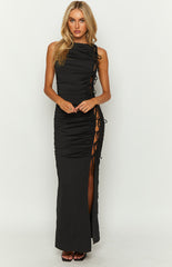 Glam Black Tie Maxi Dress