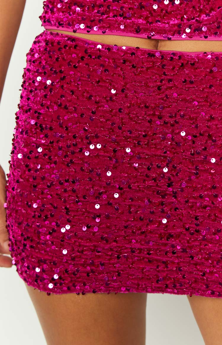 Glitz Magenta Sparkle Mini Skirt