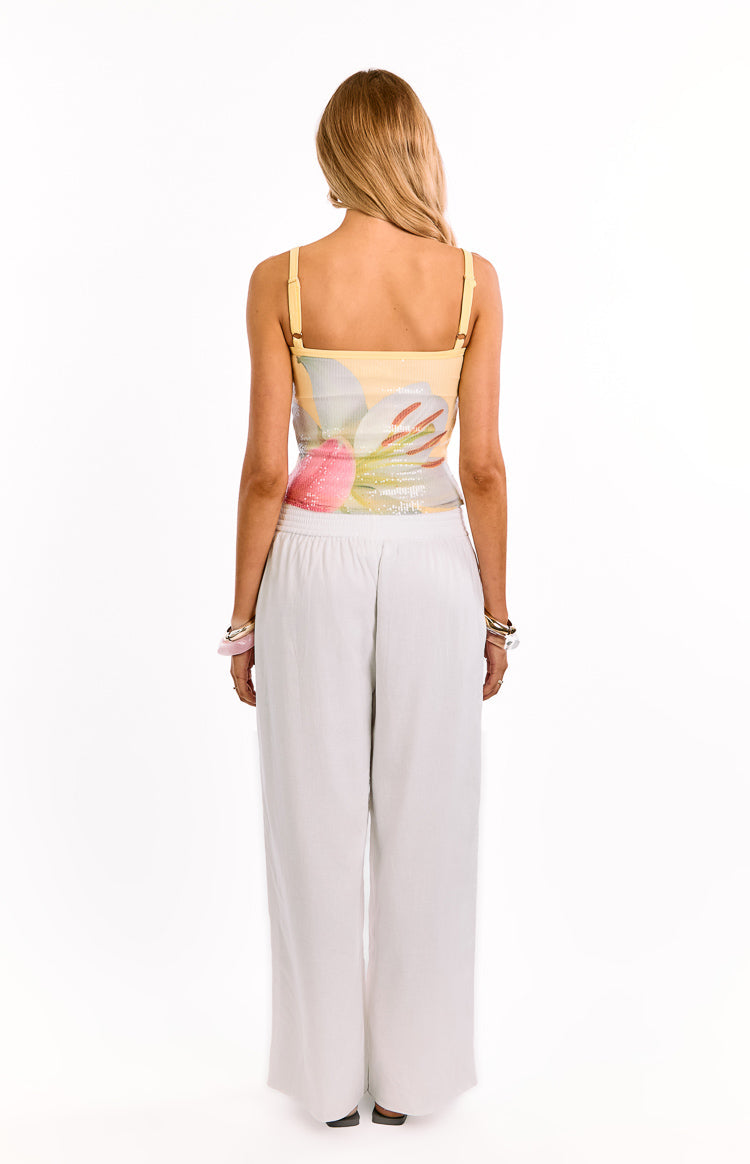 Hadley Yellow Floral Sequin Tank Top