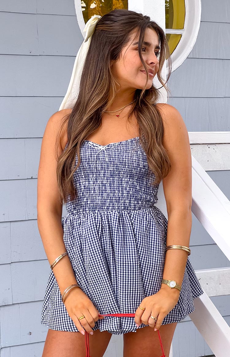 Heidi Navy Gingham Playsuit