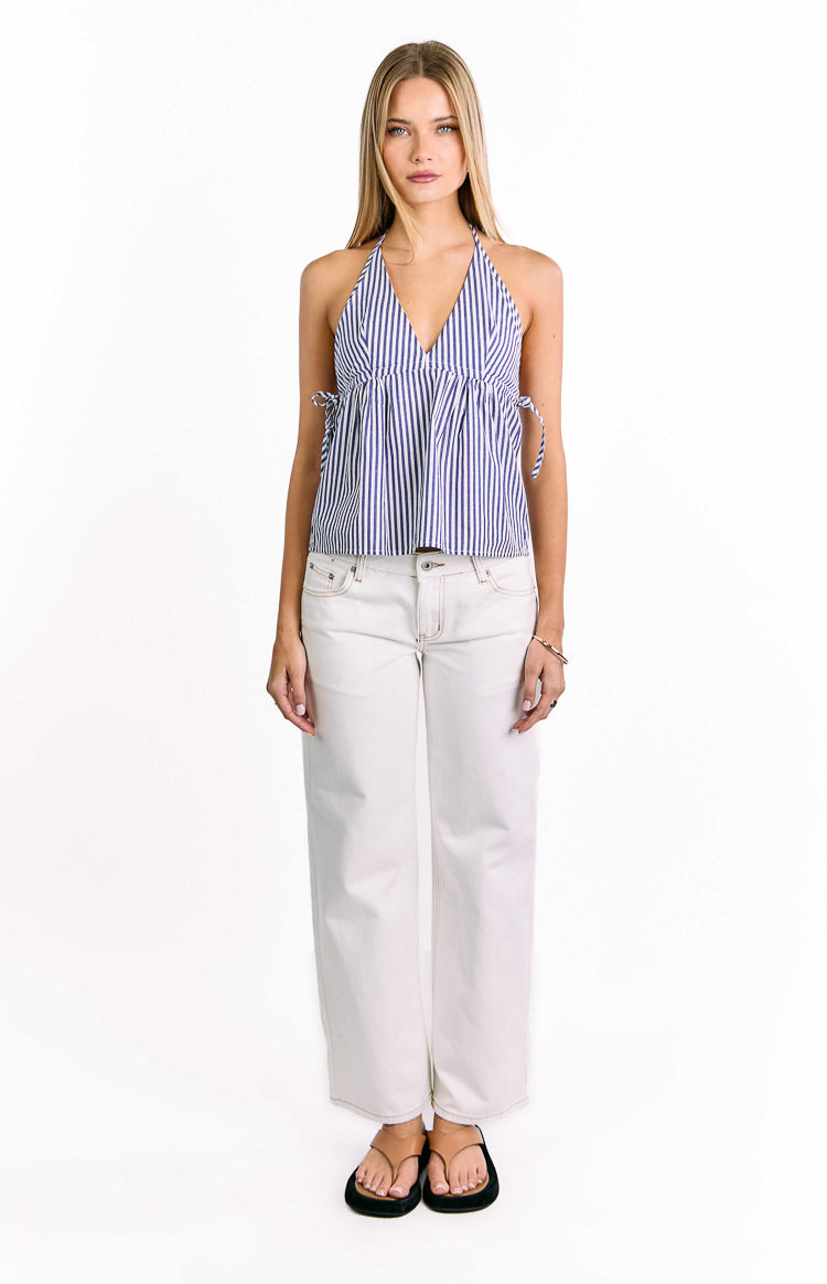 Imee Blue Striped Top