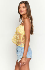 Isabella Yellow Sequin Strapless Top