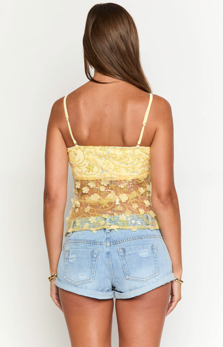 Isabella Yellow Sequin Strapless Top