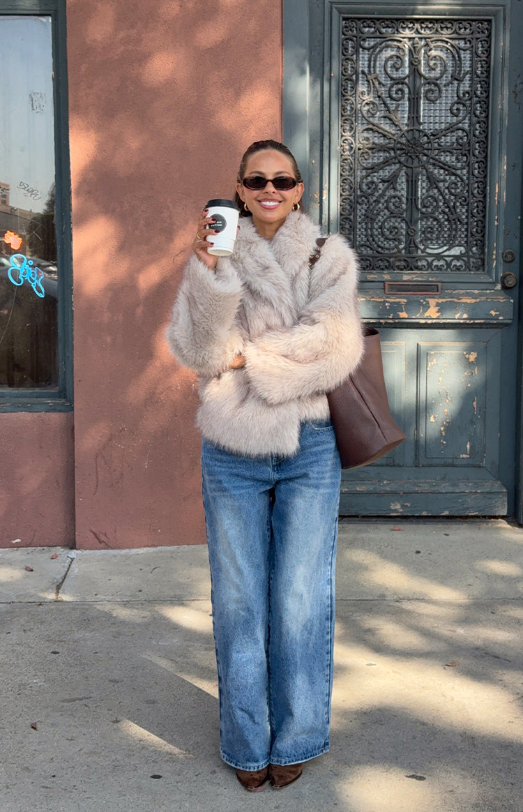 It Girl Sand Faux Fur Jacket