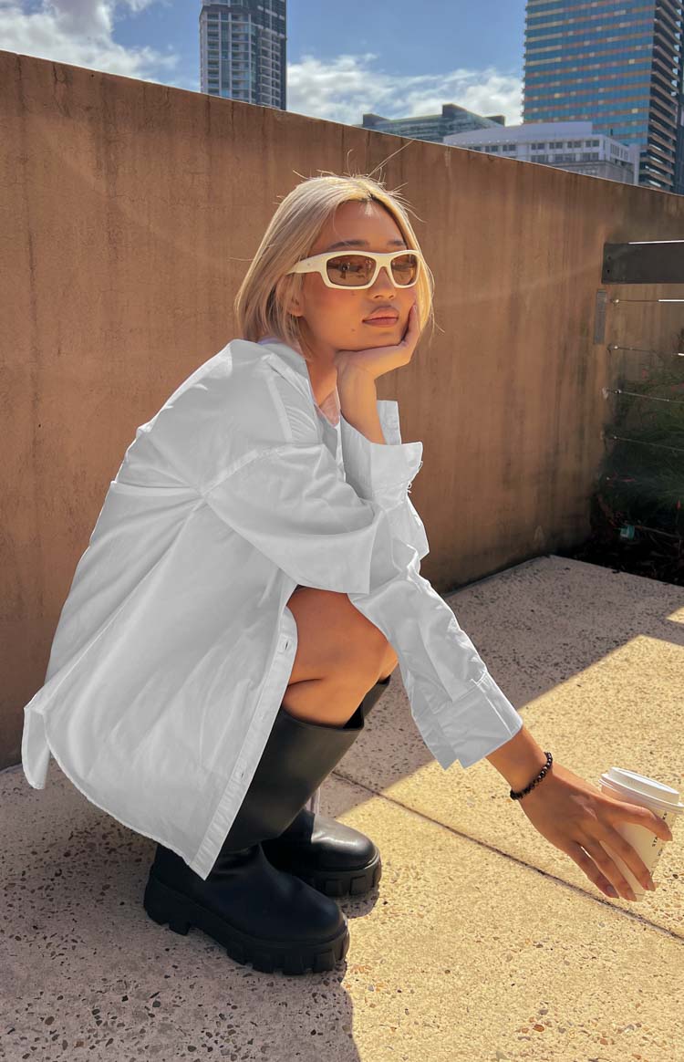 Ivaliah White Oversized Button Up Shirt