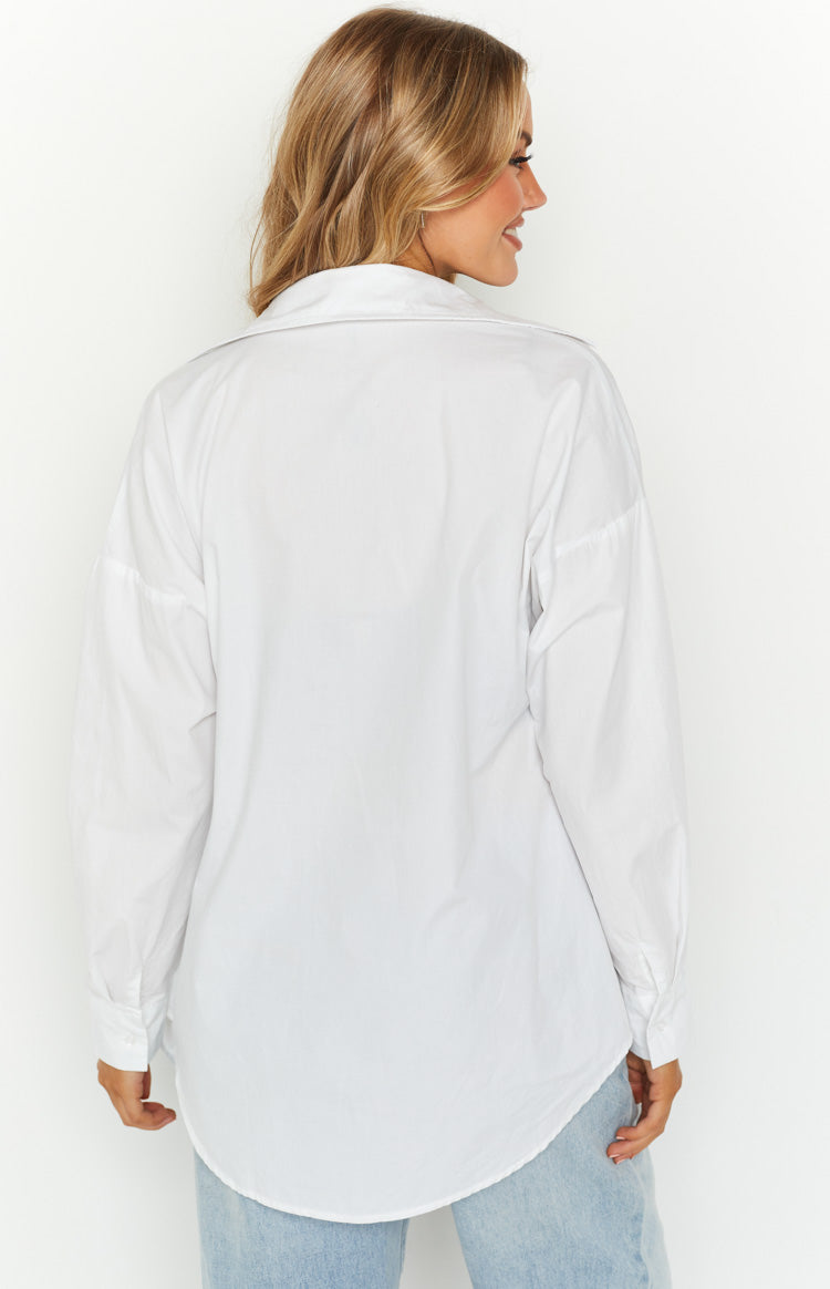 Ivaliah White Oversized Button Up Shirt
