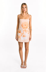 Jannie Orange Floral Mini Dress