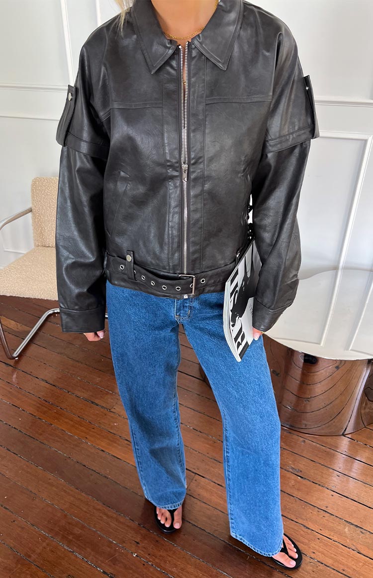 Jessica Anne PU Washed Black Jacket