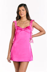 Joyce Hot Pink Satin Mini Dress